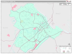Lynchburg City County, VA Digital Map Premium Style